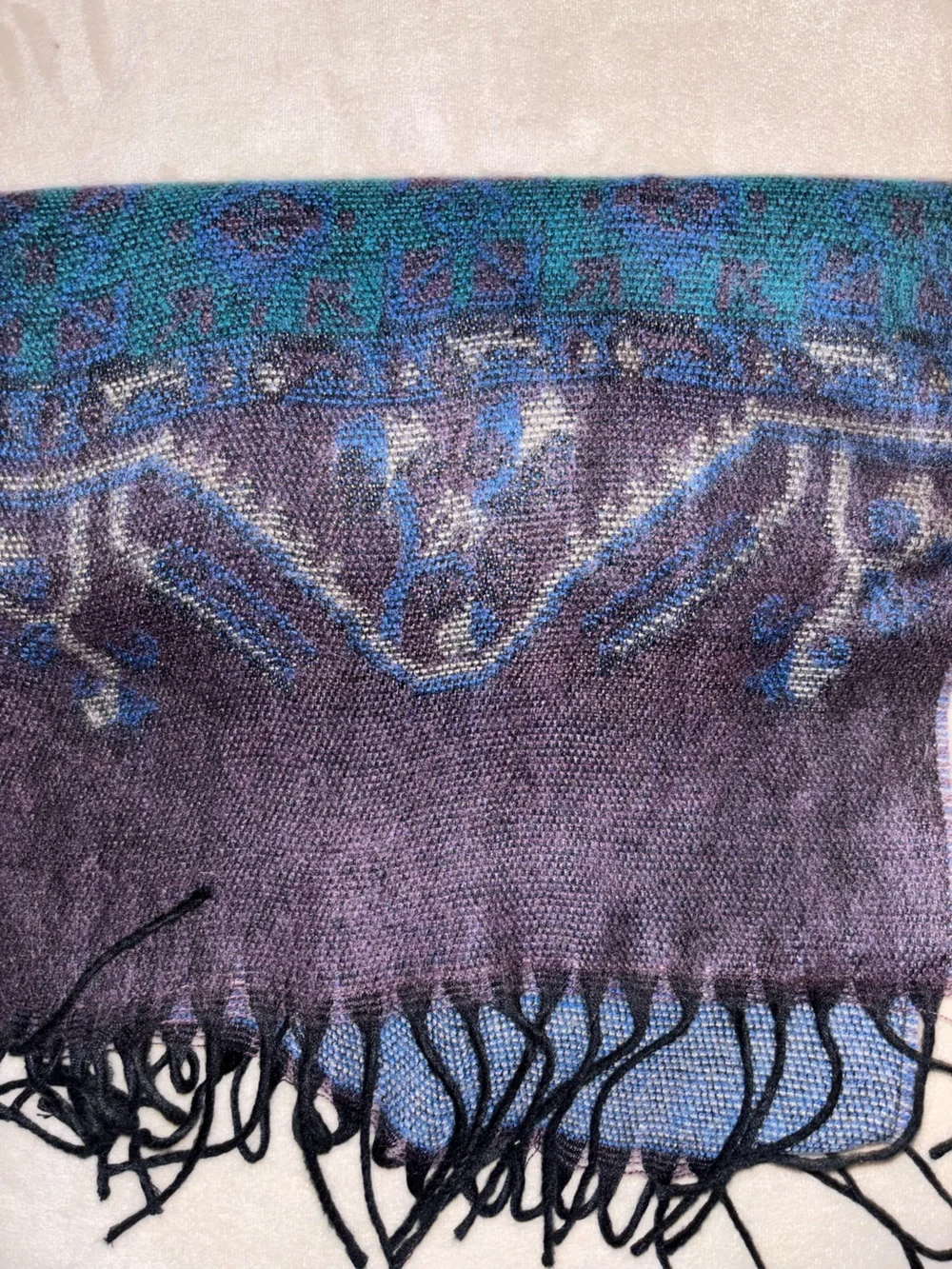 Vintage Christian Dior Reversible Cashluxe®️ Scarf in Blue and Burgundy
